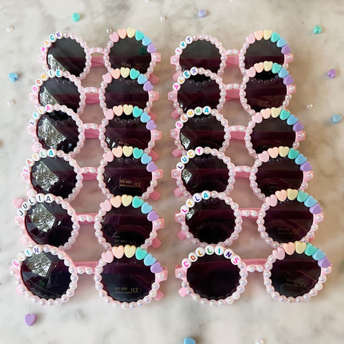 Personalized Round Sunglasses with Rainbow Hearts (baby sized) | Strand.Up | Strand.Up