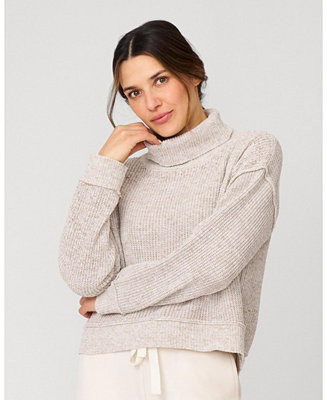 Women's Heathered Yarn Relaxed Lounge Turtleneck Sweater | Macy's