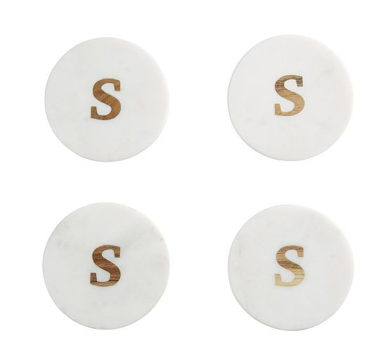 Alphabet Marble/Wood Coasters - Set of 4 | Pottery Barn (US)