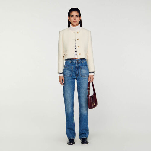 Cropped bouclé wool jacket | Sandro US | Sandro-Paris US