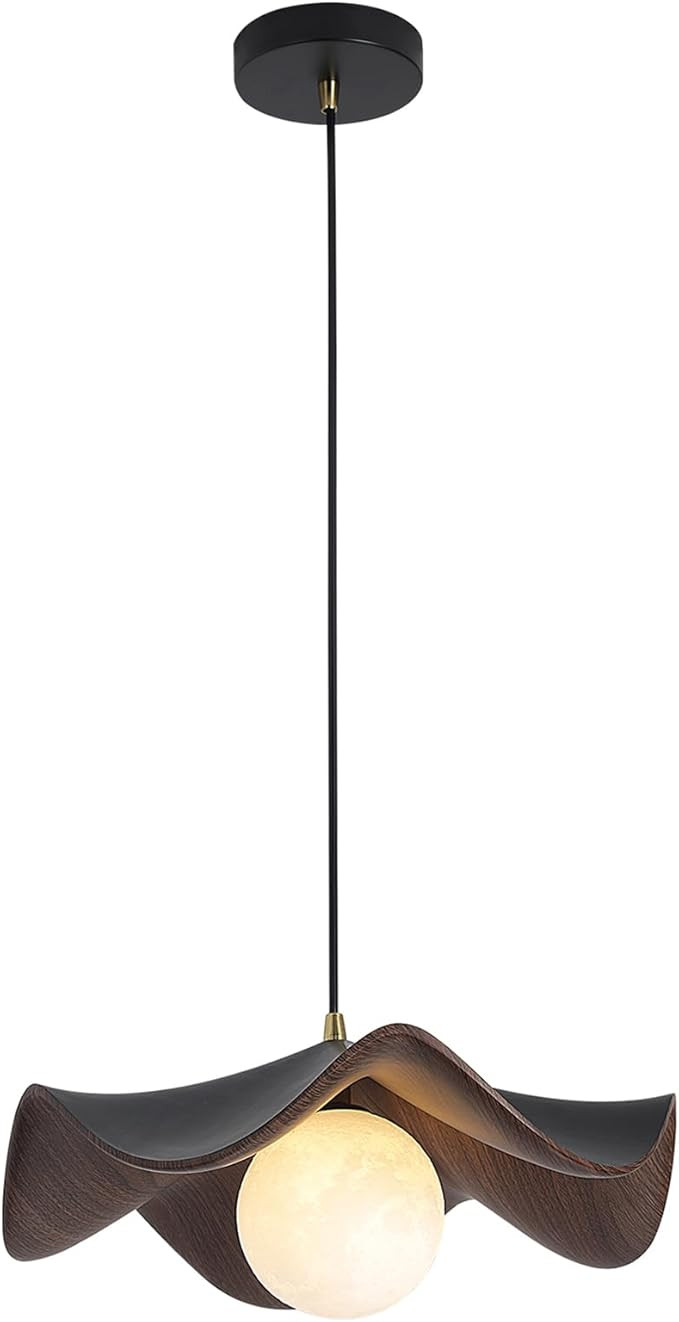 Nordic Creative Resin Lotus Leaf Chandelier Japanese Wave Linear Lamp G9 Wood Grain Bedroom Lamp ... | Amazon (US)