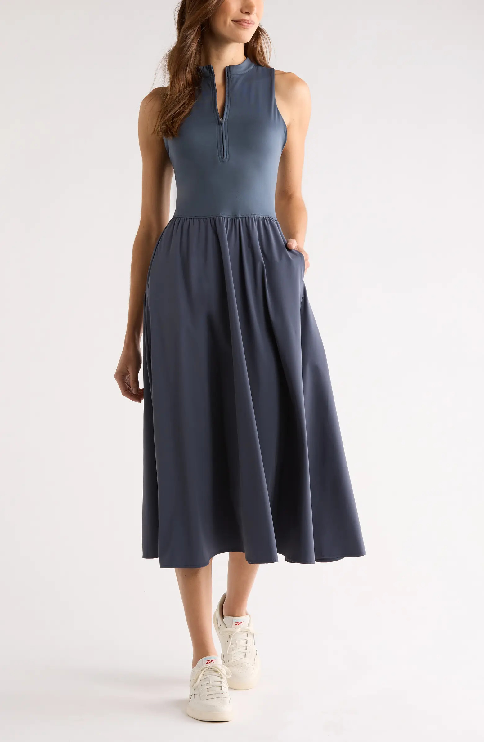 Atlas Zip Front Sleeveless Midi Dress | Nordstrom