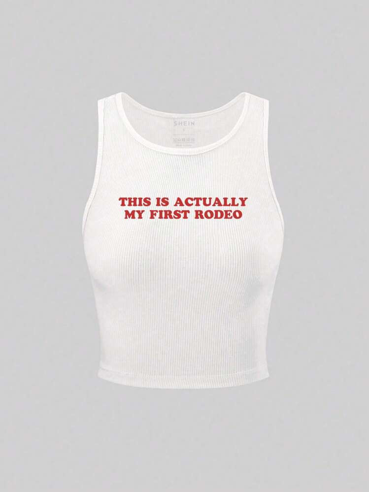 INAWLY Women Summer Casual Slogan Print Tank Top | SHEIN