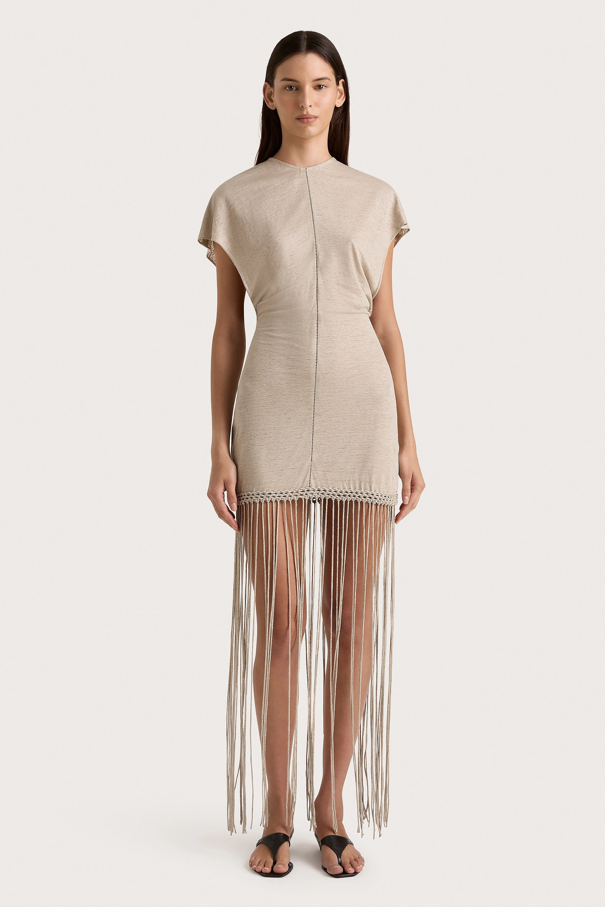 Ines Fringe Dress Oatmeal, L / OATMEAL | Faithfull (AU)
