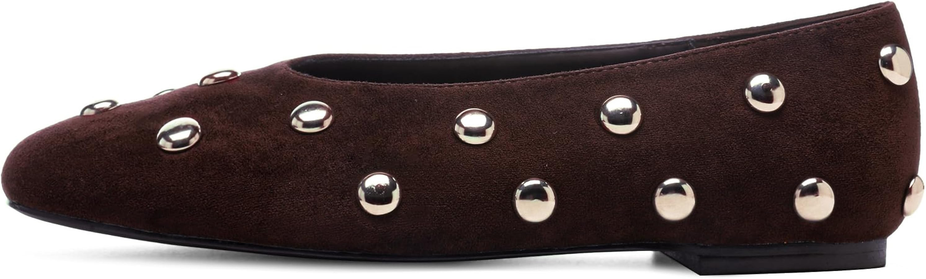 Studded Flats for Women Suqare Toe Slip on Suede Ballet Flats Comfortable Walking Studs Ballet Sh... | Amazon (US)