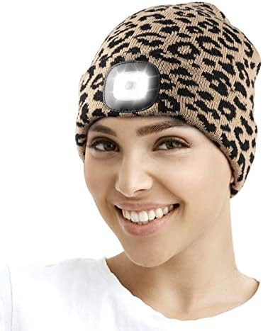 LED Beanie with Light, Unisex Rechargeable LED Headlamp Hat, Warm Knit Hat for Winter Safety, Hea... | Amazon (US)