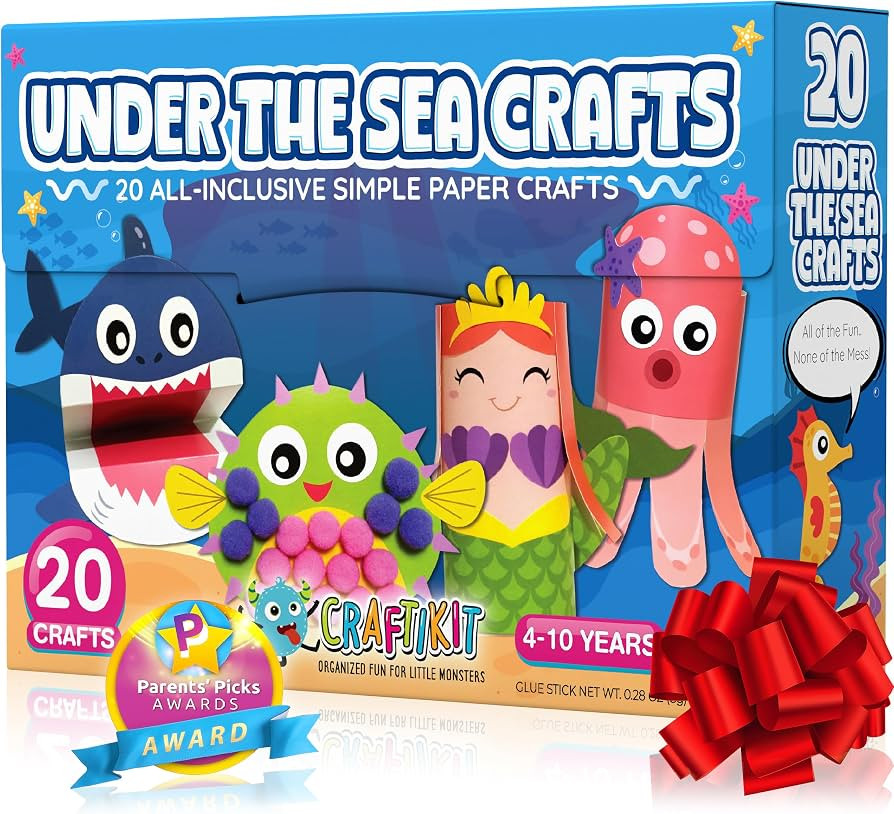 Craftikit® 20 Award-Winning Under The Sea Toddler Arts and Crafts for Girls Ages 4-8, Paper Craf... | Amazon (US)