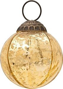 3" Gold Penina Mercury Glass Round Faceted Ornament Christmas Decoration - Great Gift Idea, Vinta... | Amazon (US)