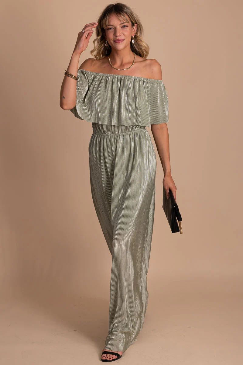 Slow Dancing Ribbed Off Shoulder Maxi Dress | Bella Ella Boutique, LLC