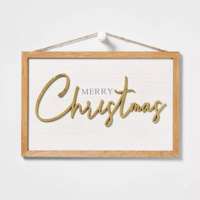 Merry Christmas with Wood Frame Hanging Sign - Wondershop™ | Target