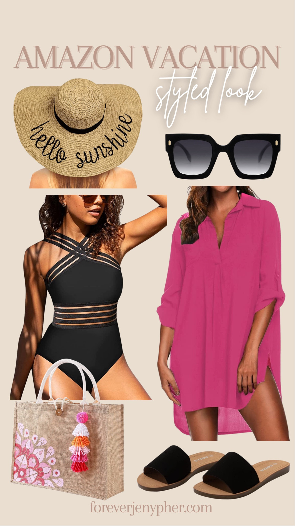 Amazon vacation styled look!

Straw hat, beach hat, sunglasses, black one piece swimsuit, swim coverup, beach tote, sandals 

#LTKfit #LTKstyletip #LTKswim
