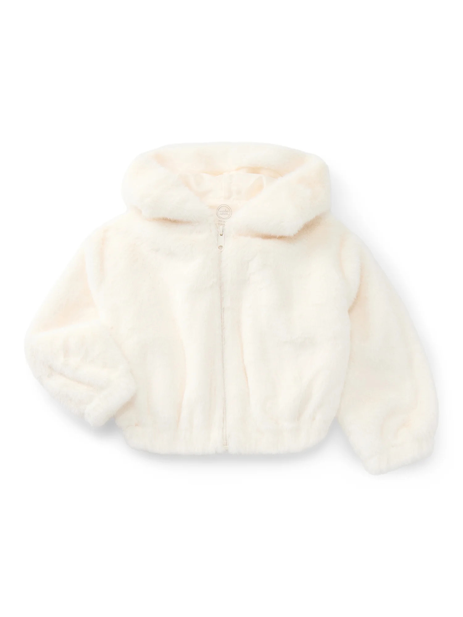 Wonder Nation Girls Faux Fur Zip Up Hoodie Jacket, Sizes 4-18 & Plus | Walmart (US)