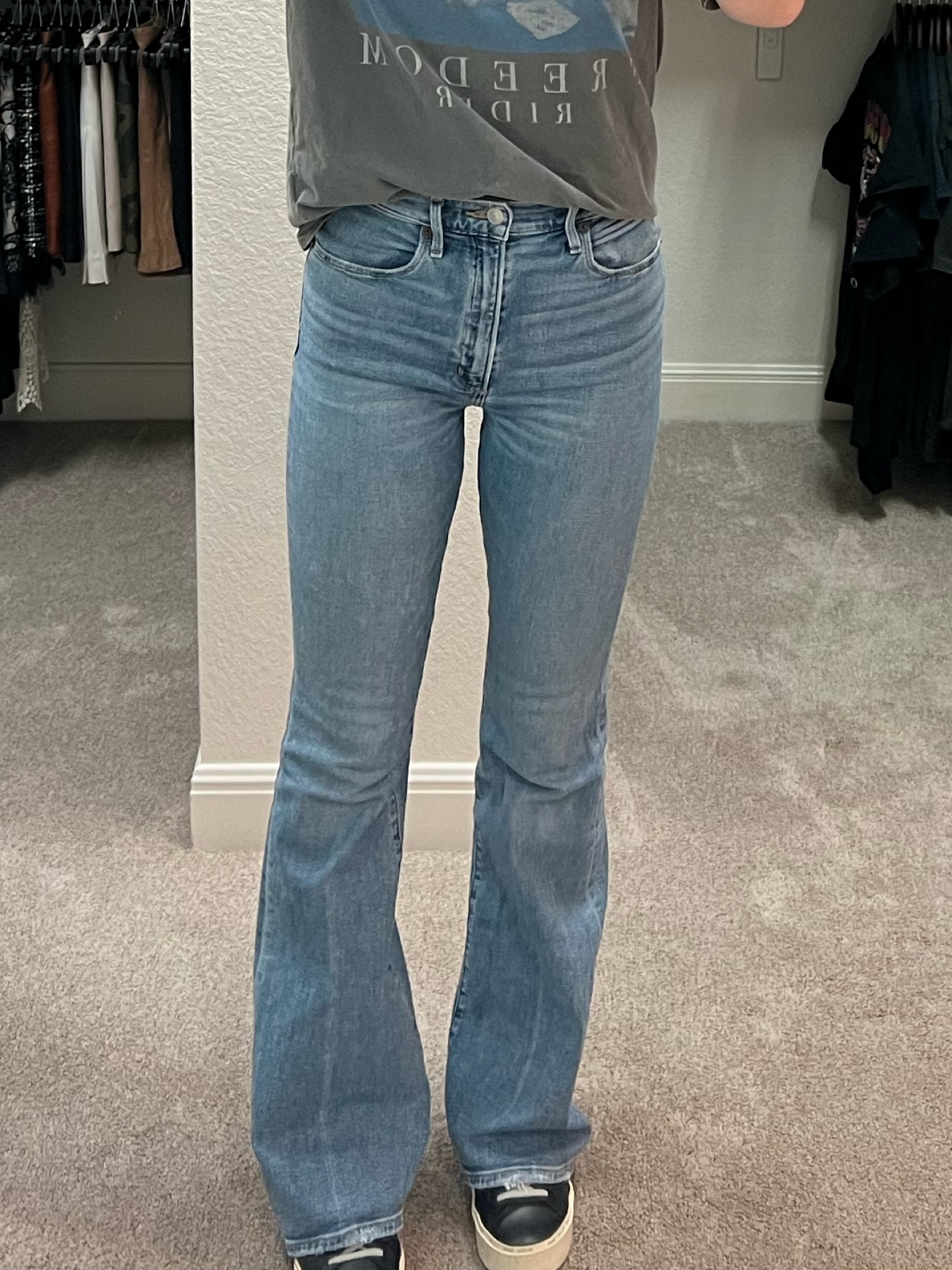 a&f classic flares, wearing a size 26L

