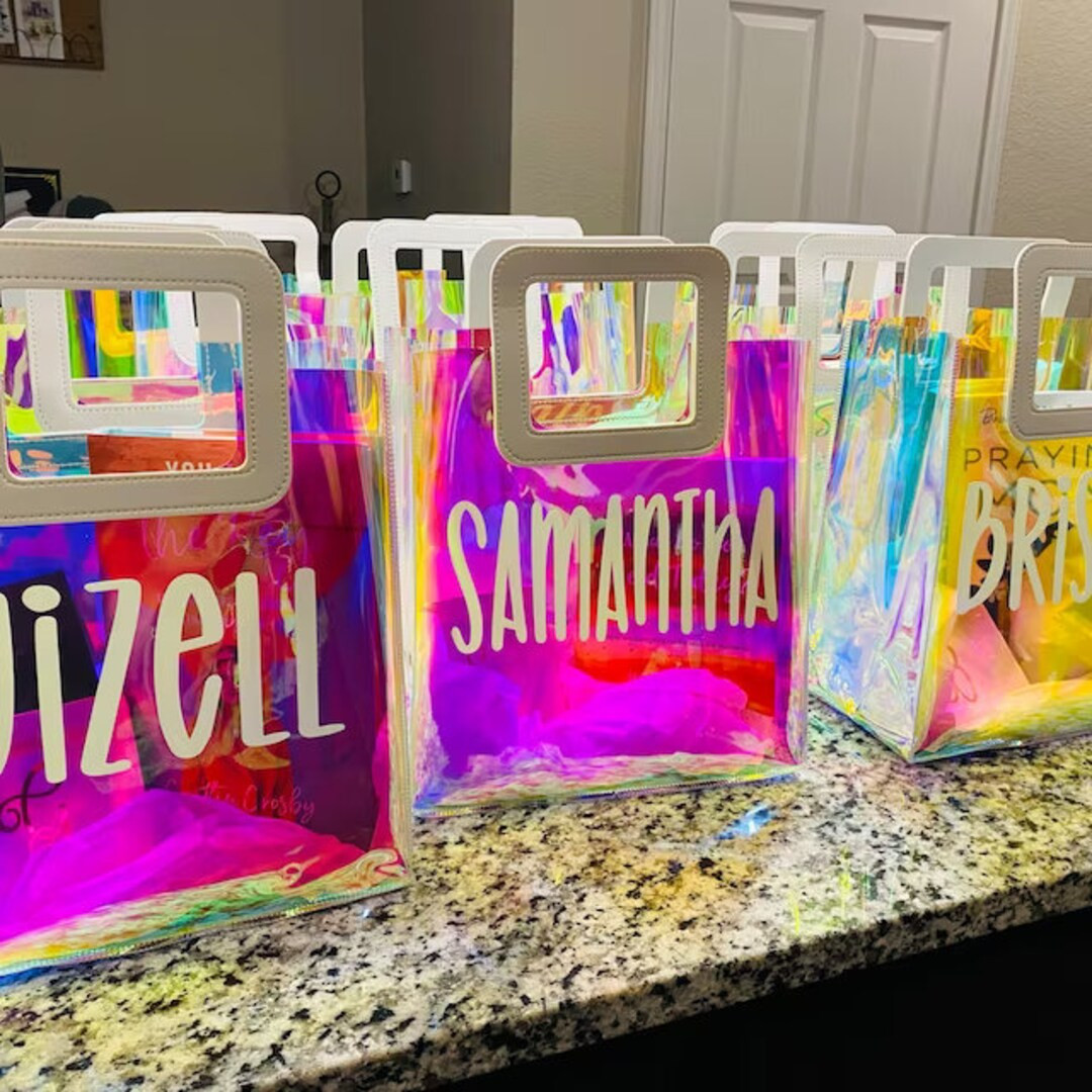 Holographic Bachelorette Bags, Bridesmaid Gifts Bag Personalized, Bachelorette Thank You Gift, Re... | Etsy (US)