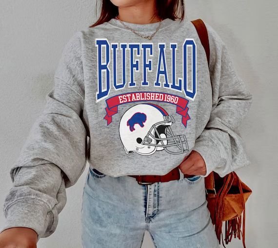 Buffalo Football Sweatshirt | Vintage Style Buffalo Football Crewneck Sweatshirt | Football Sweat... | Etsy (US)