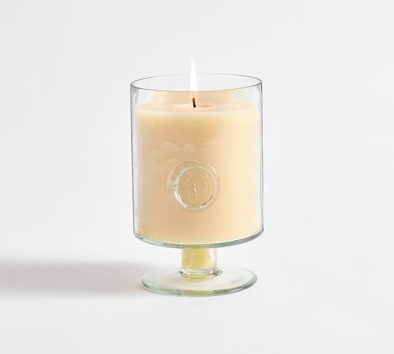 Stamped Glass Pedestal Candle - Mediterranean Citrus | Pottery Barn (US)