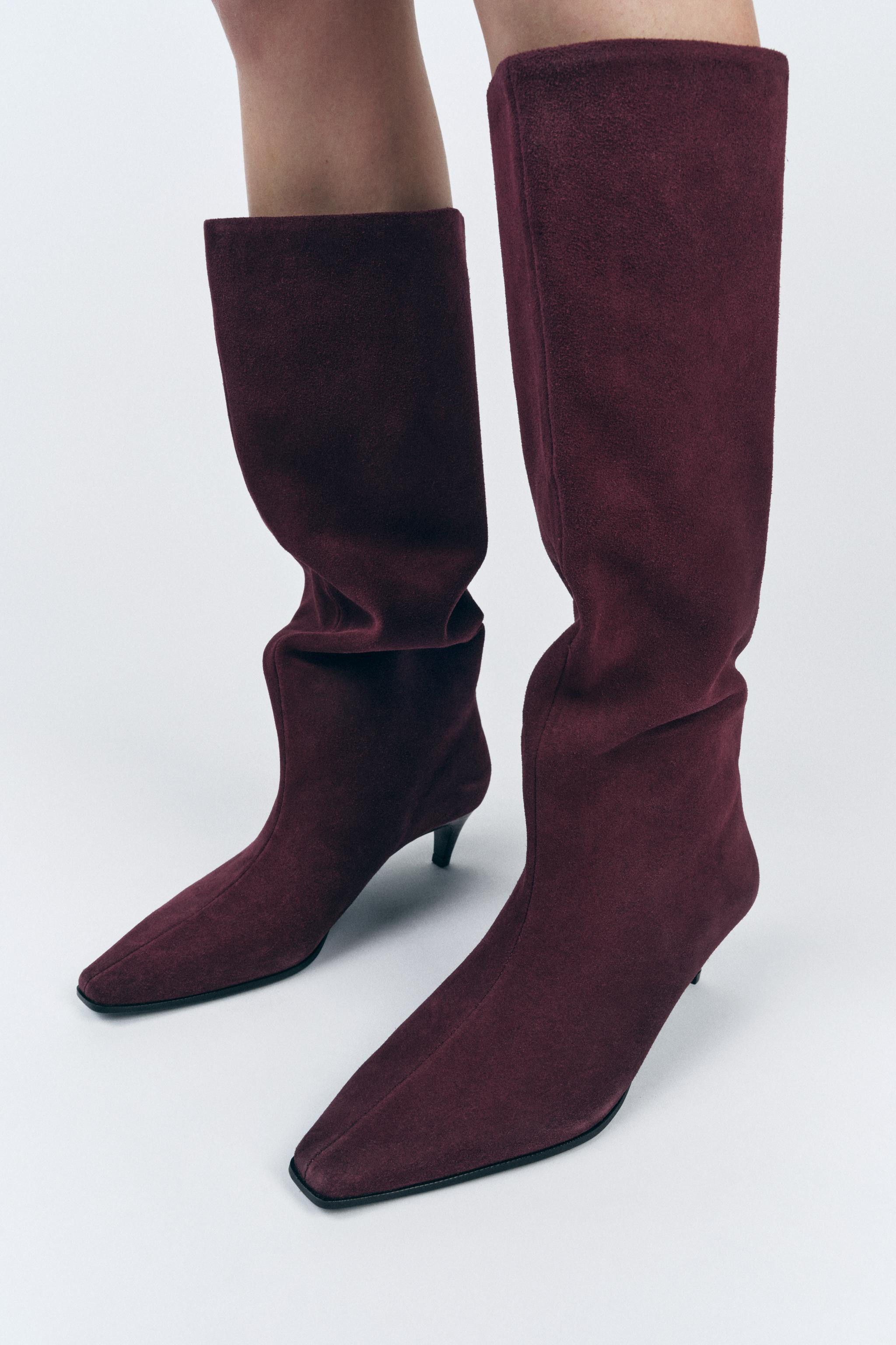 SUEDE KITTEN HEEL ANKLE BOOTS | Zara UK