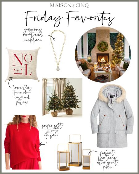 Sharing so many great finds for Friday Favorites this week like gorgeous coats and sweaters (on sale!), perfect tabletop and mini trees, cutest Noel pillow, lanterns, cashmere galore and more!

#holidaydecor #homedecor #holidayoutfit #falloutfit 

#LTKhome #LTKover40 #LTKHoliday