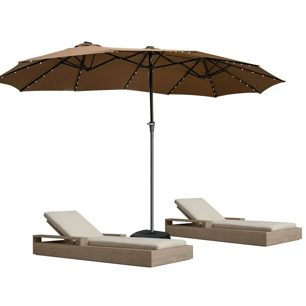 Ainfox 15ft Large Patio Umbrella with Solar Lights, Double-Sided Outdoor Rectangle Table Umbrella... | Walmart (US)