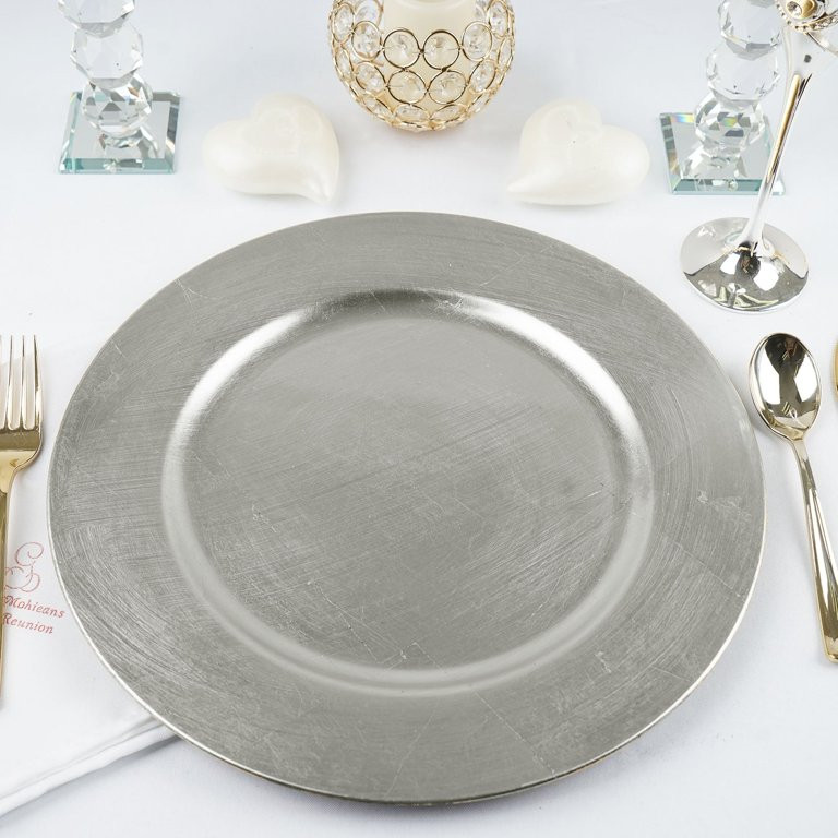 Efavormart 6 pcs 13" Silver Round Charger Plates for Tabletop Decor Holiday Wedding Catering Even... | Walmart (US)