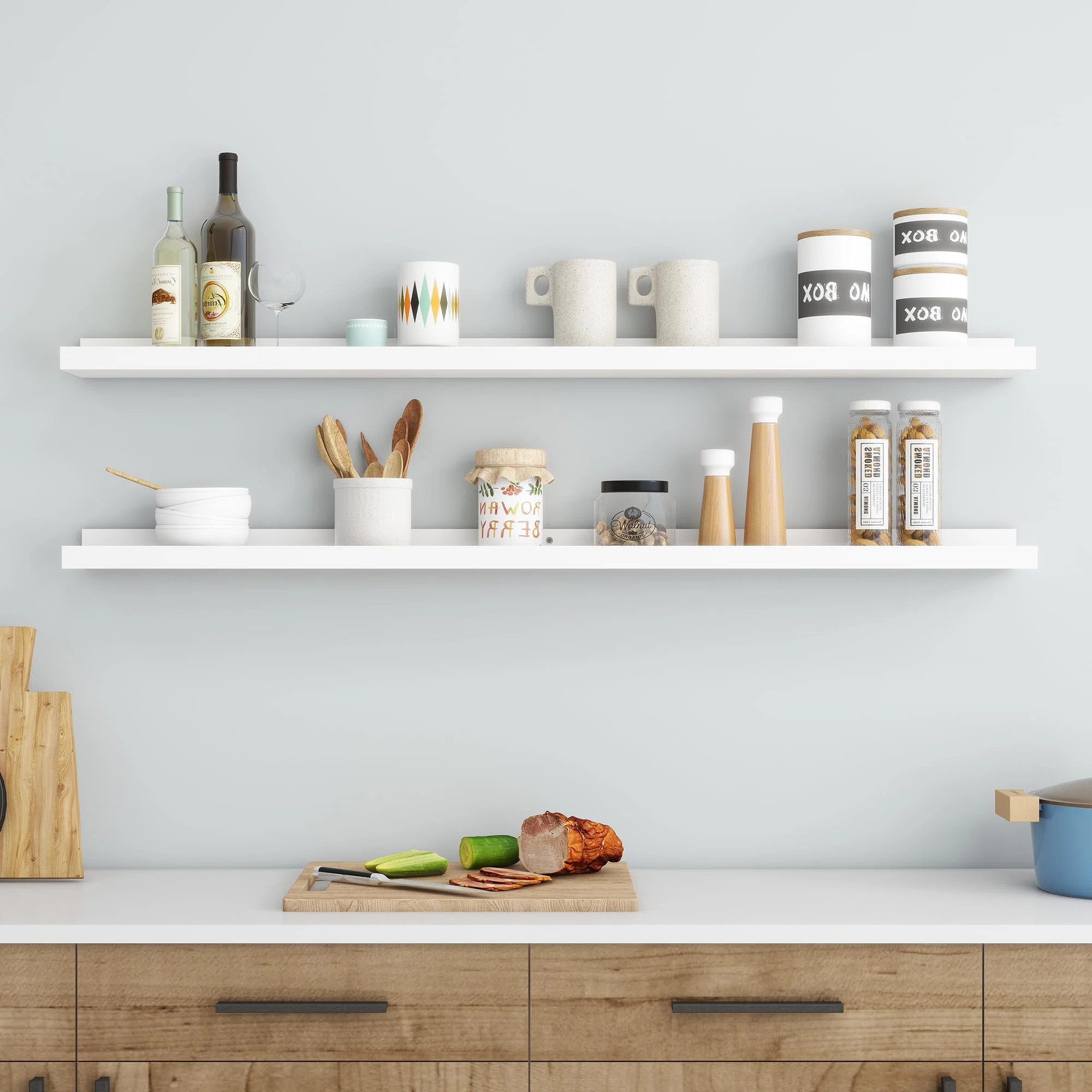 Melpomeni 2 Piece Solid Wood Floating Shelf for Wall | Wayfair North America
