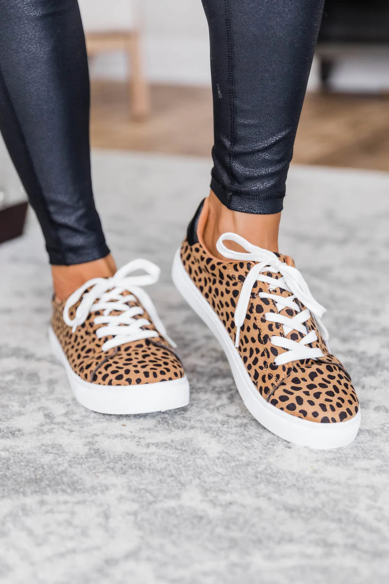 Debbie Animal Print Brown Sneaker | The Pink Lily Boutique