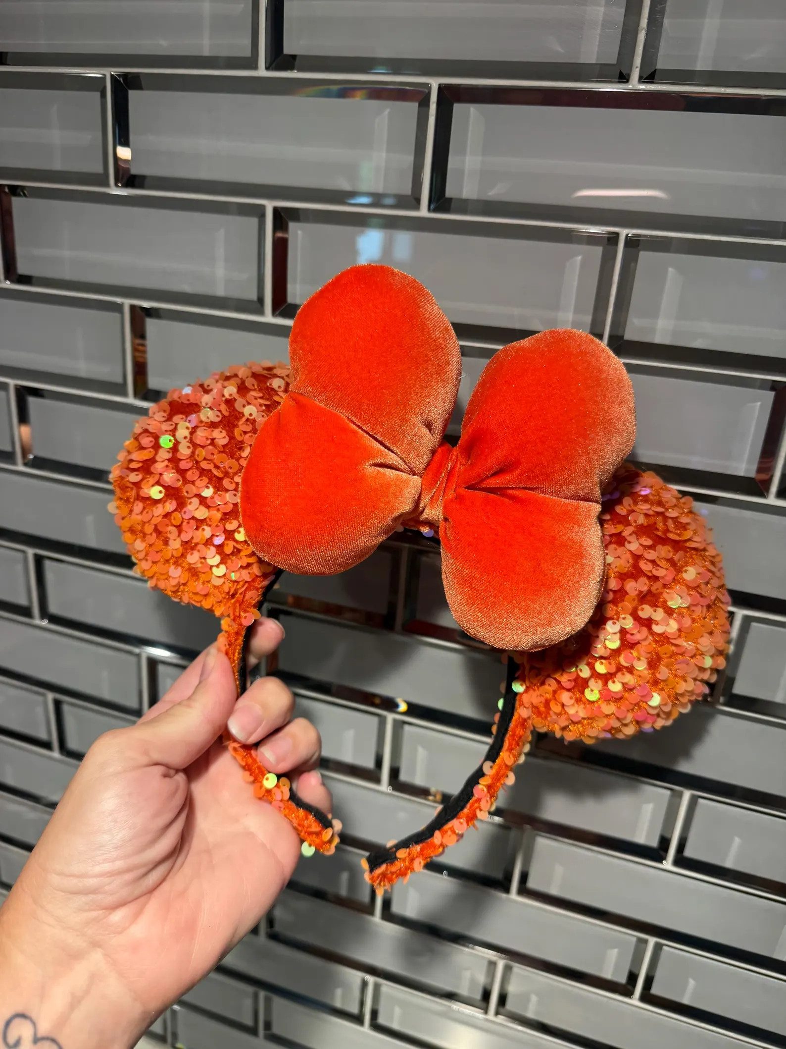 NEW Orange Sequin Minnie Mouse Ears: Big Puffy Velvet or Sequin Bow, Halloween | Etsy (Global)