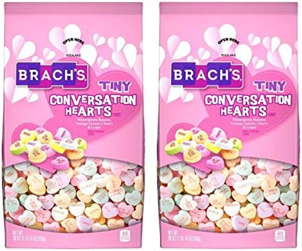 Brachs Tiny Conversation Hearts Candy Valentines Day Bulk Pack of 2 Bags - 30 oz Per Bag - 60 oz ... | Amazon (US)