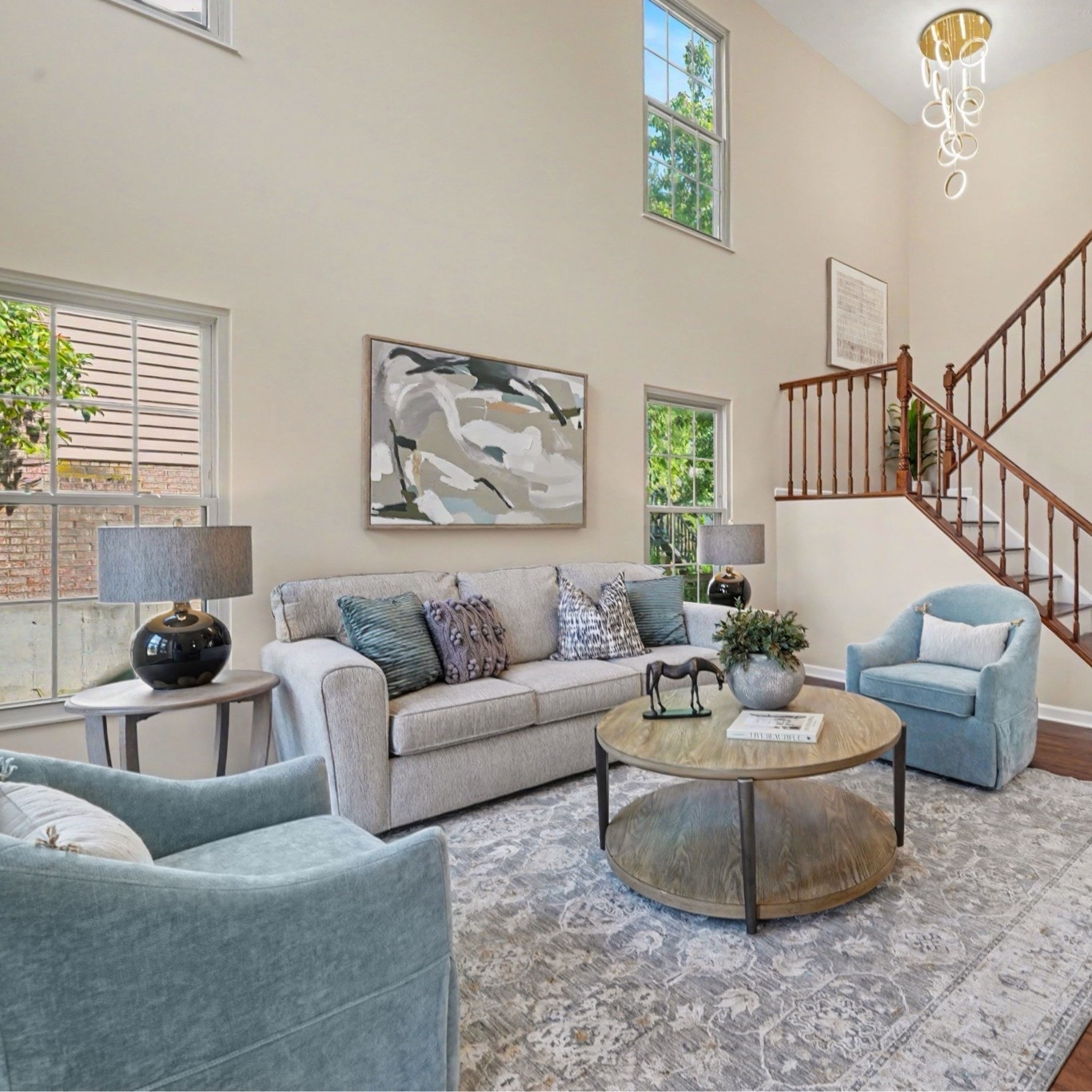 These turquoise swivel chairs stole the show 🤍

Transitional living room, accent chairs, Wayfair, round coffee table, neutral rug

#LTKHome #LTKSeasonal #LTKSaleAlert