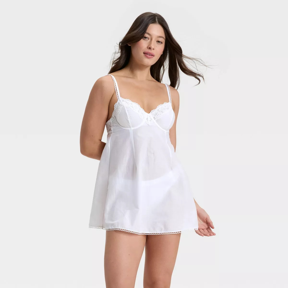 Women's Woven Cotton Lingerie Babydoll Dress - Auden™ White | Target