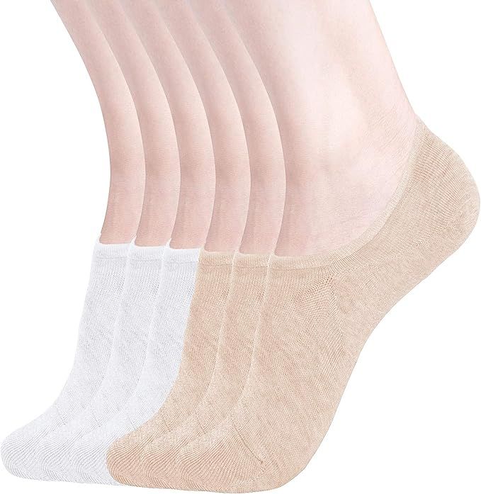 Womens No Show Socks Non Slip Flat Boat Line Low Cut Socks (3-6 Packs) | Amazon (US)