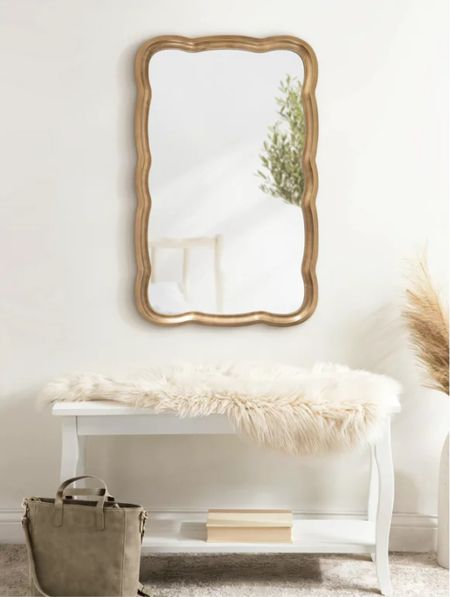 Walmart find Kate and Laurel Hatherleigh Scallop Wooden Vintage Wavy Wall Mirror, 24 x 38, Antique Gold

#LTKhome