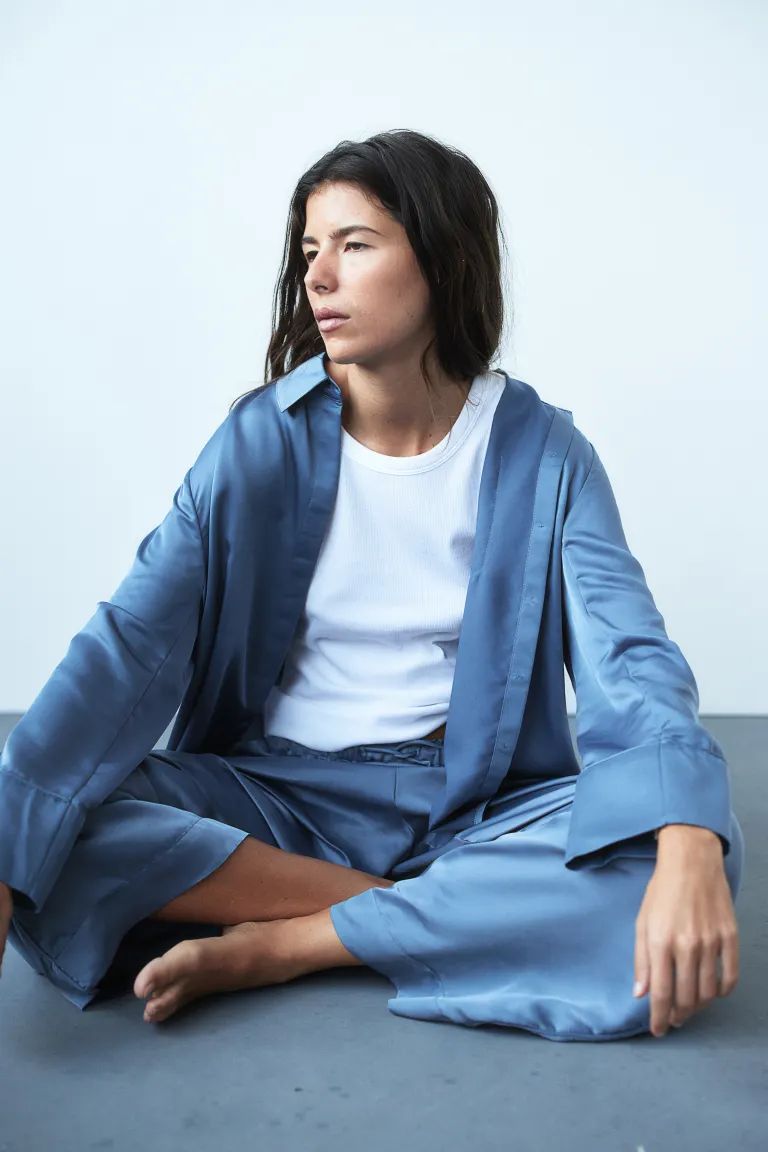 Satin Pajamas - Dusty blue - Home All | H&M US | H&M (US + CA)