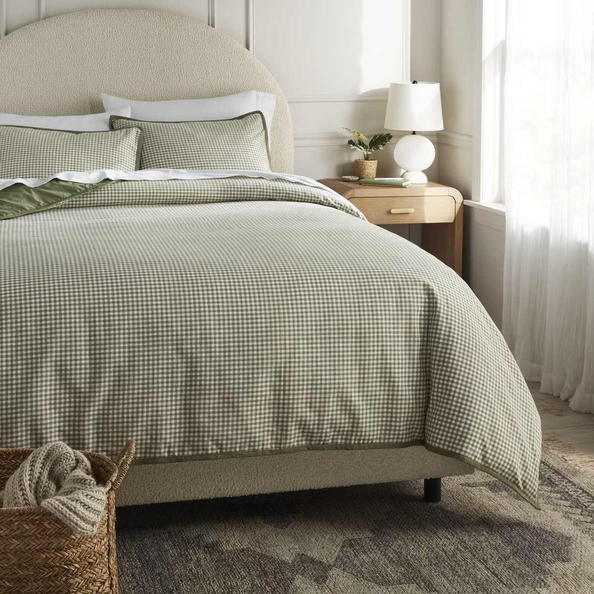 Full/Queen Mini Gingham Duvet and Sham Set Moss Green - Threshold™ | Target