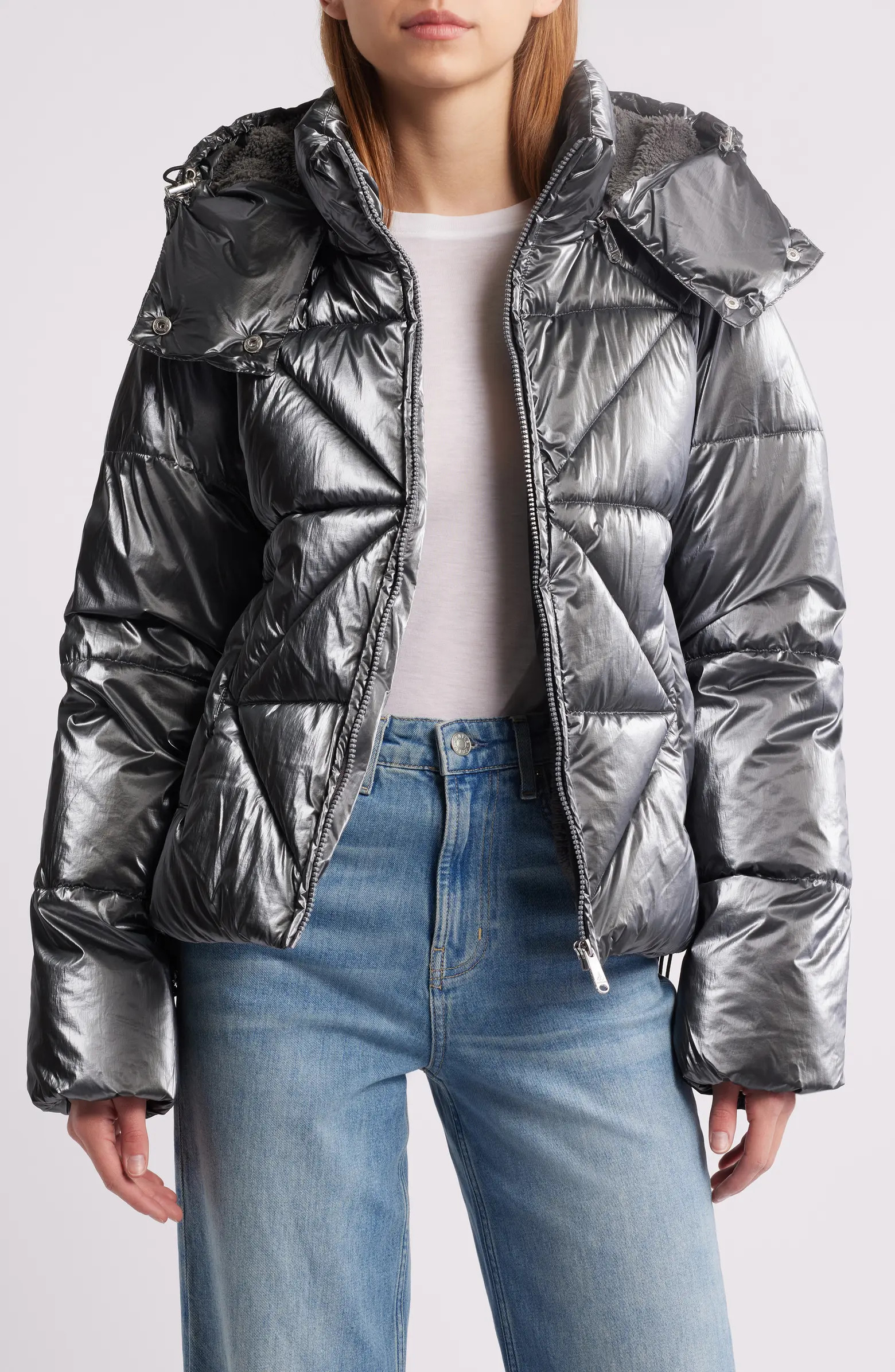 Shiny Crop Puffer Jacket | Nordstrom