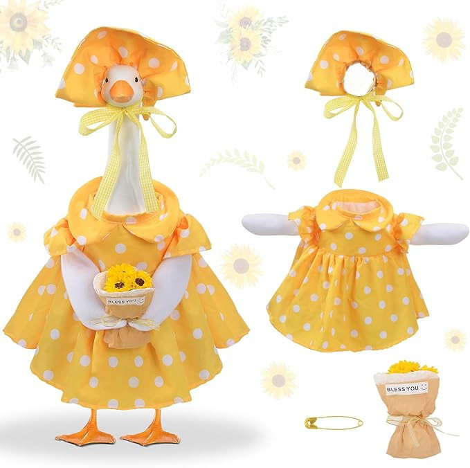 Spring Summer Porch Goose Outfit, Yellow Sunflower Goose Clothes for 23" Cement Porch Goose Costu... | Amazon (US)
