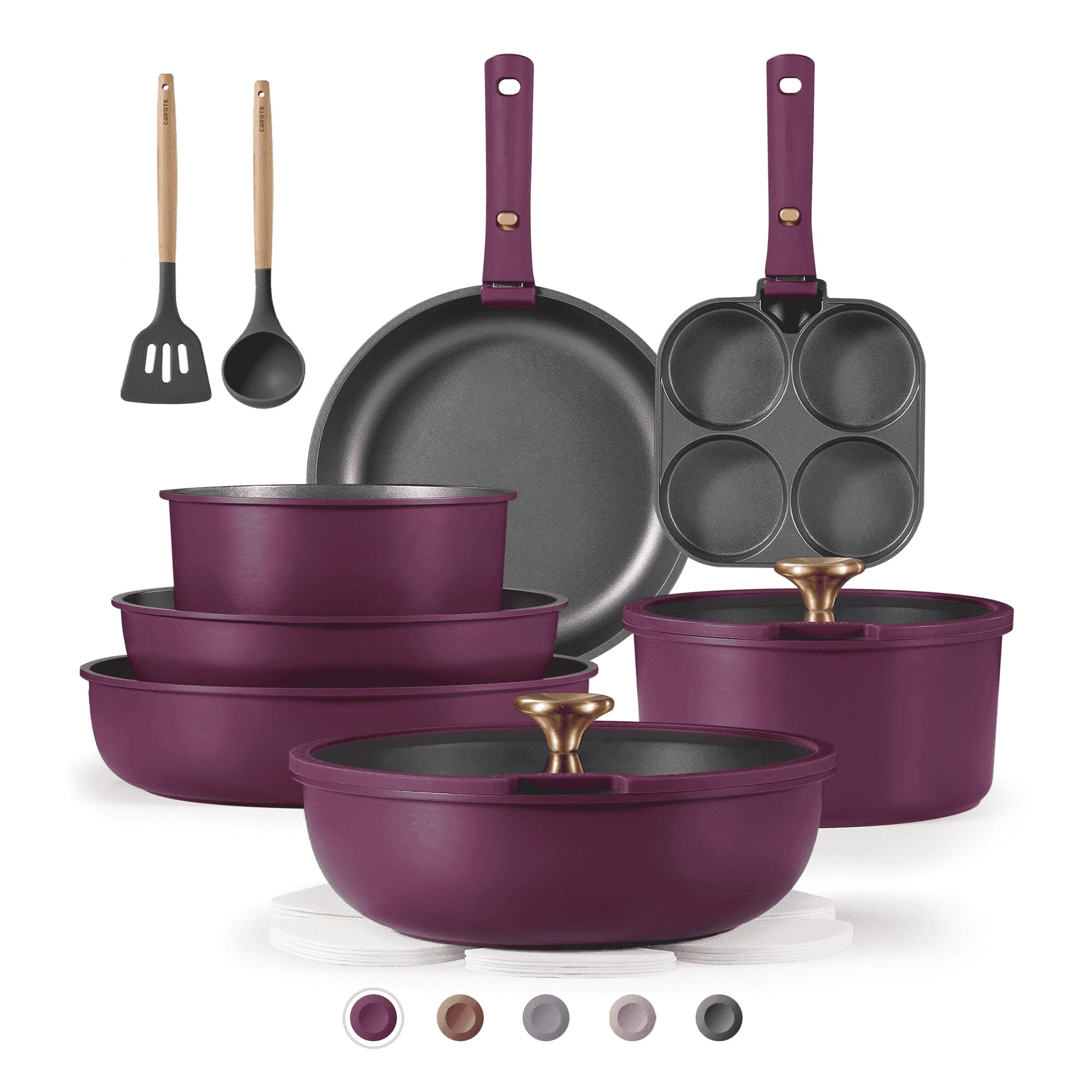 Carote 20 Pcs Nonstick Cookware Sets, Pots and Pans Set with Detachable Handles, Oven Safe, Induc... | Walmart (US)