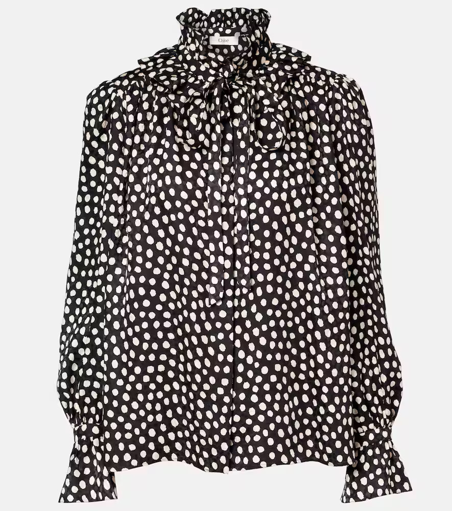 ChloÃ© Polka-dot tie-neck silk blouse | Mytheresa (US/CA)