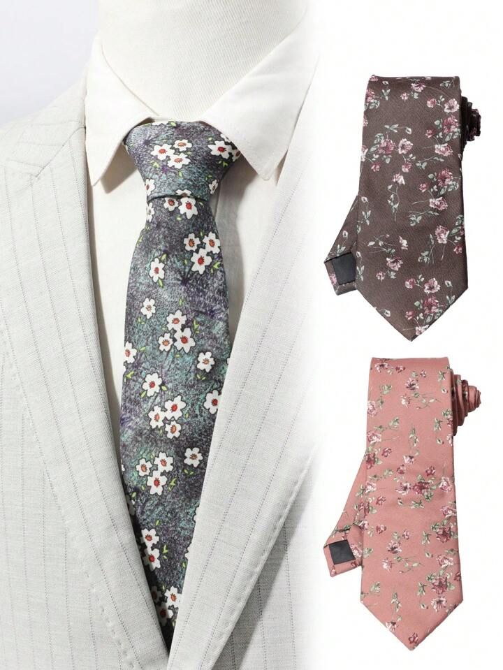 1pc Fashionable Men's Elegant Floral Pattern Necktie, Suitable For Parties, Travel, And Vacation ... | SHEIN