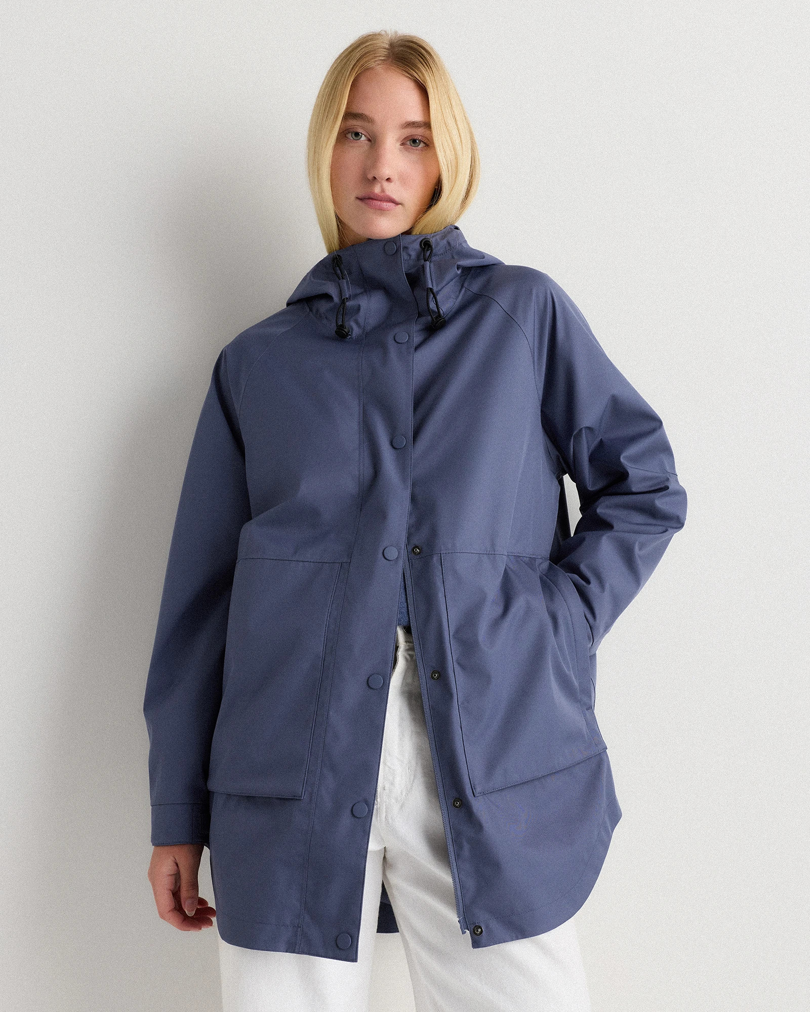 Quince | Women's Weatherproof OverSized Rain Jacket in Dark Spruce, Size Medium, Polyester/Recycled Polyester Blend | Quince