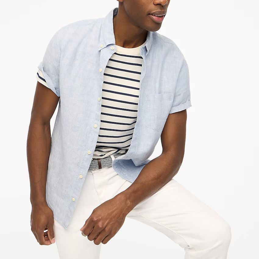 Slim short-sleeve linen-cotton shirt | J.Crew Factory