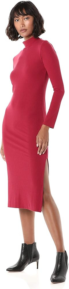 Women's Alyssa Long Sleeve Funnel Neck Ribbed Midi Body Con Dress | Amazon (US)