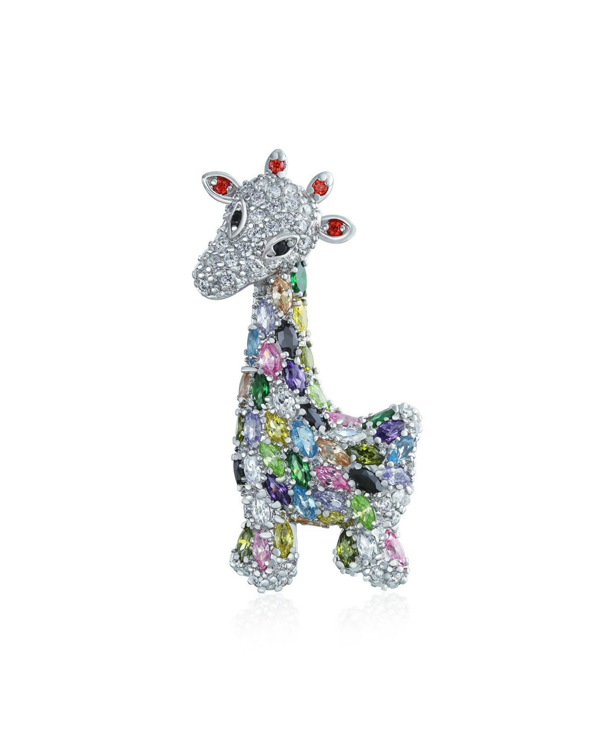 Bling Jewelry Giraffe Zoo Animal Brooch Pin Cz Colorful Pave Cubic Zirconia Silver Tone Rhodium Plated - Multi-color | Macy's