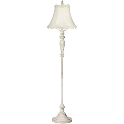 360 Lighting Vintage Chic Floor Lamp 60" Tall French Country Antique White Washed Cream Bell Shad... | Target