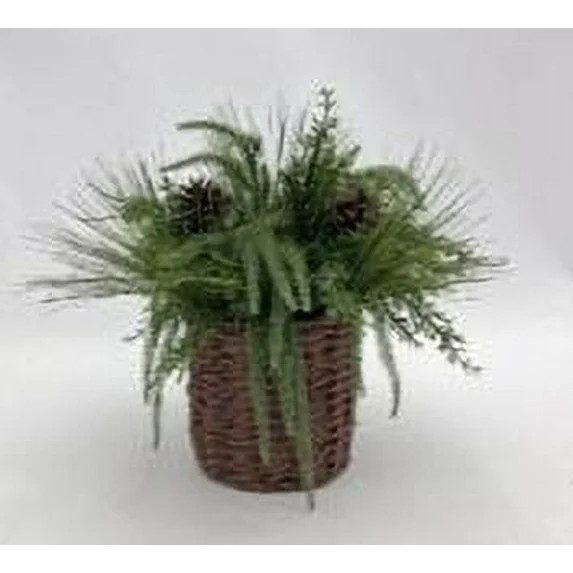 Artificial Pinecones and Greenery in Brown Woven Basket, 16", by Holiday Time | Walmart (US)
