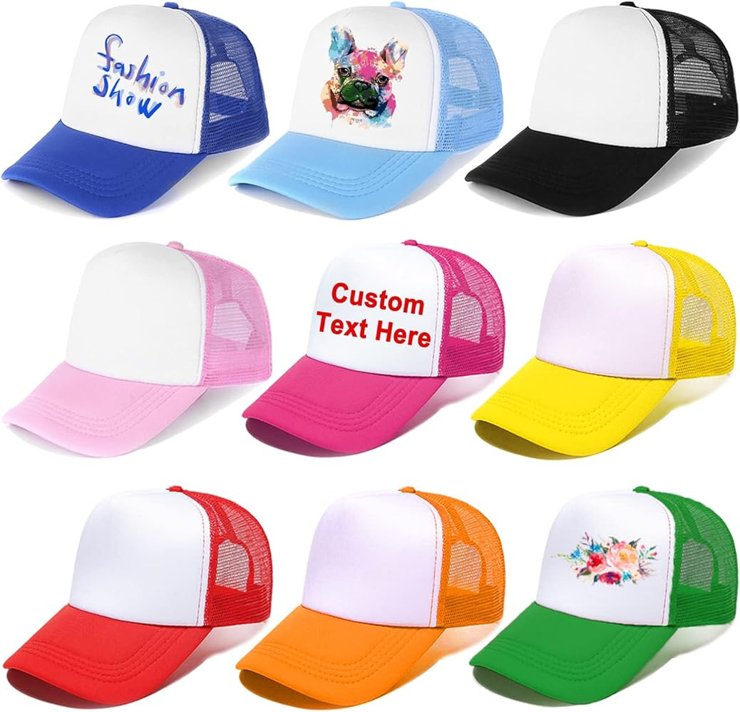 9 Pack Sublimation Blanks Baseball Cap Adjustable Polyester Mesh Cap Trucker Hats for Adults Kids... | Amazon (US)