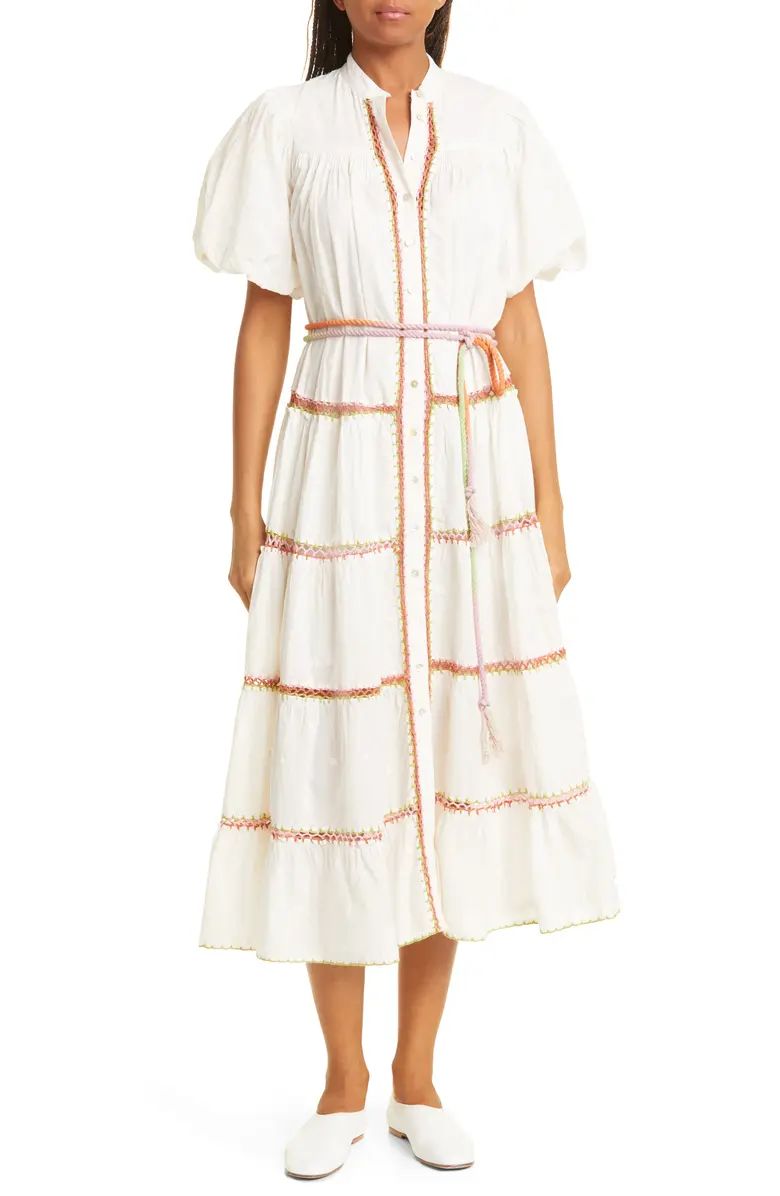 ALEMAIS Giselle Embroidered Organic Cotton Midi Dress | Nordstrom | Nordstrom