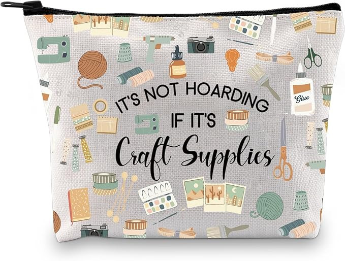 G2TUP Crafter Gift It's Not Hoarding If It's Craft Supplies Makeup Bag Crafting Lover Cosmetic Ba... | Amazon (US)