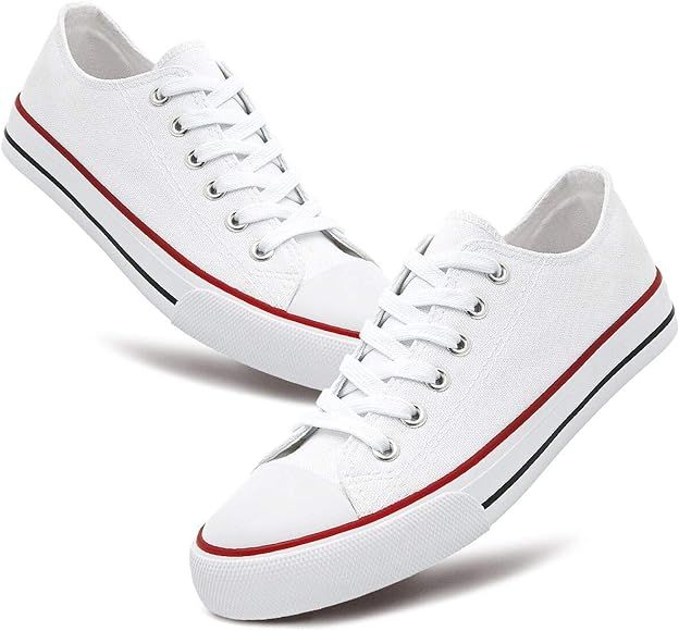 White Shoes for Women Fashion Canvas Sneakers Casual Walking Low Top Shoes | Amazon (US)