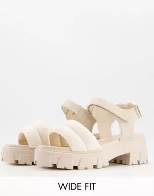 RAID Wide Fit chunky heeled sandals in stone drench | ASOS (Global)